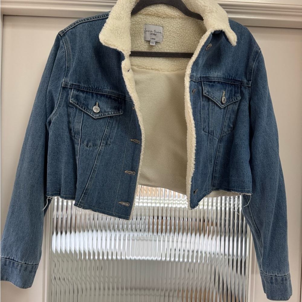 Love Tree Cream Sherpa-Lined Jacket